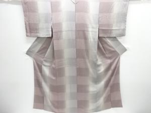 未使用品　仕立て上がり　市松にのり散らし模様小紋着物